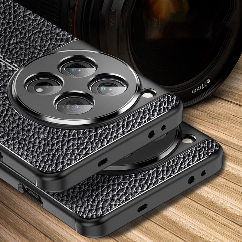 For OnePlus 12 5G Soft TPU Case Litchi Texture Protective Phone Cover - Black For OnePlus 12 5G Soft TPU Case Litchi Texture Protective Phone Cover - Black